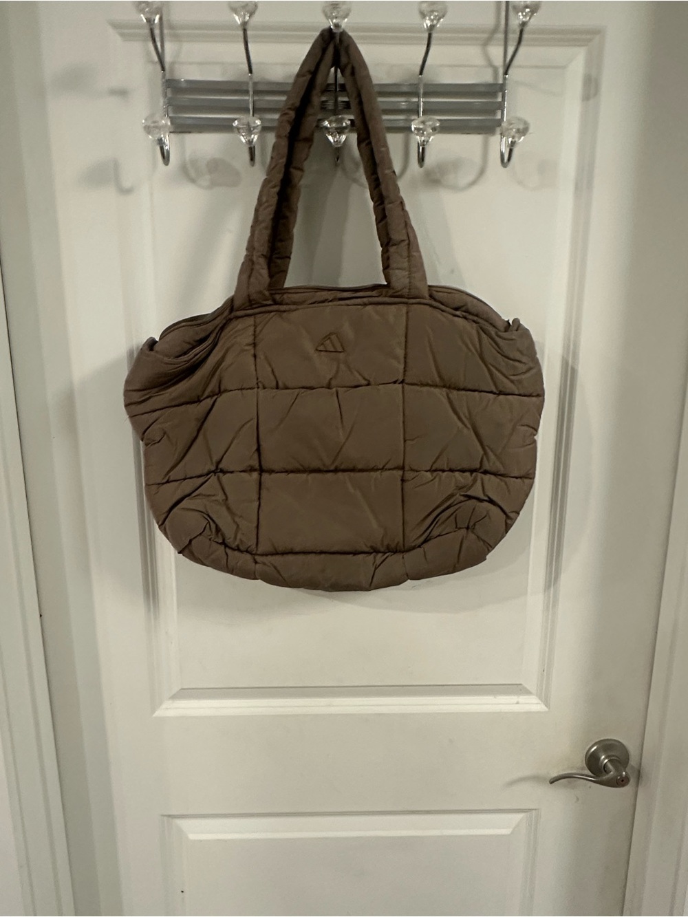 adidas Quilted Taupe Brown Puffer Tote